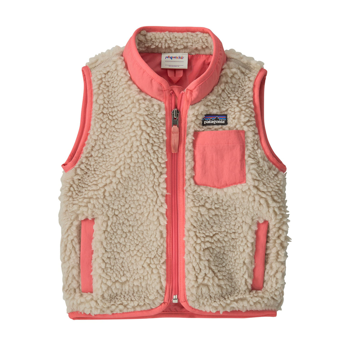 Patagonia Baby Retro-X® Fleece Vest in Natural w/ Sparkle Pink
