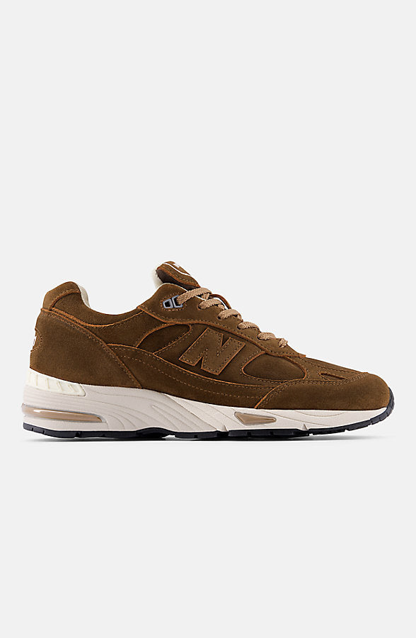 New Balance Men's Made in UK 991V1 Luxe Suede Shoes - Cocoa/Castle Wall